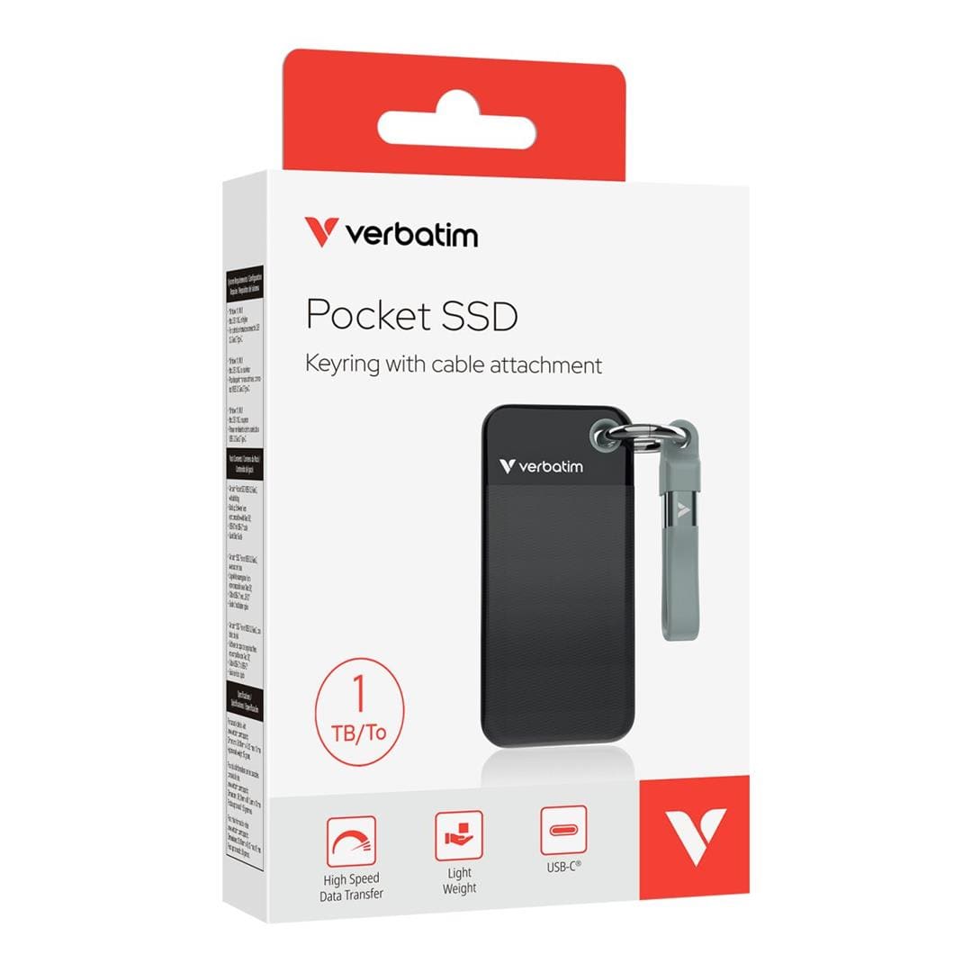 Verbatim Pocket SSD 1TB Portable External SSD Black 32190