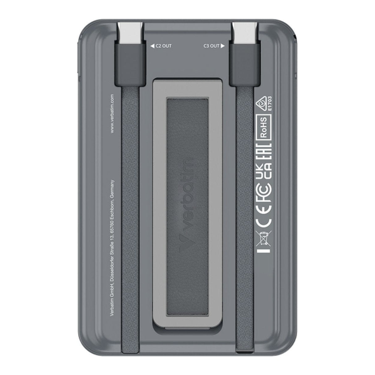 Verbatim 5,000mAh Charge n Go Two Cable Magnetic Wireless Charging Power Bank Grey 32251
