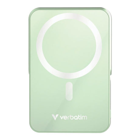 Verbatim Charge n Go 10,000mAh Magnetic Wireless Charging Power Bank Glass with Stand Green 32259