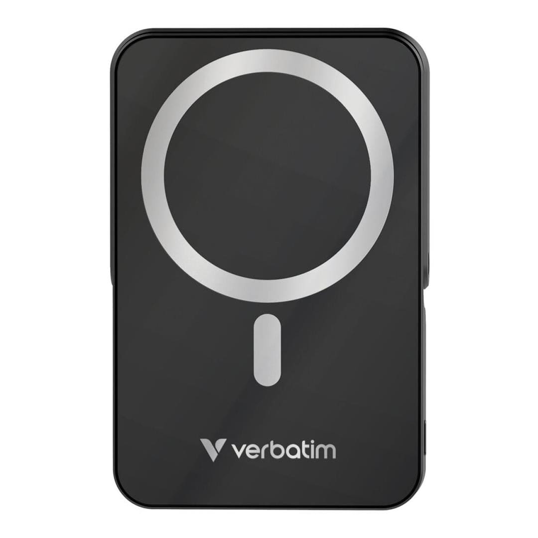 Verbatim Charge n Go 10,000mAh Magnetic Wireless Charging Power Bank Glass with Stand Black 32264