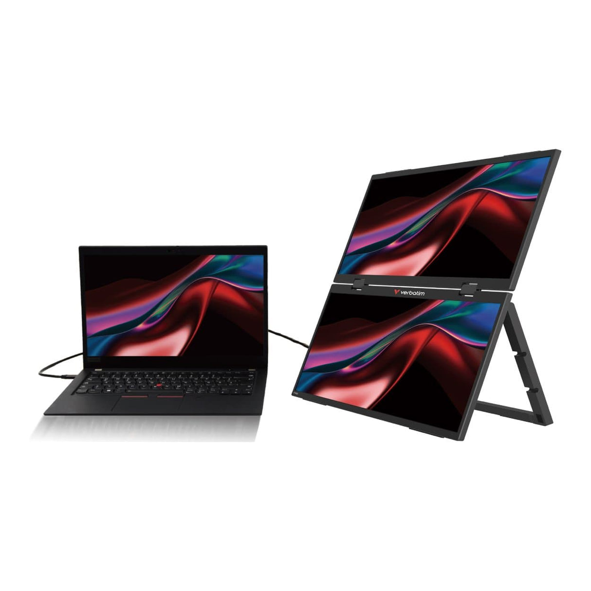 Verbatim 15.6-inch 1920 x 1080p FHD 16:9 60Hz 10ms LED IPS Portable Dual Essentials Monitor 32403