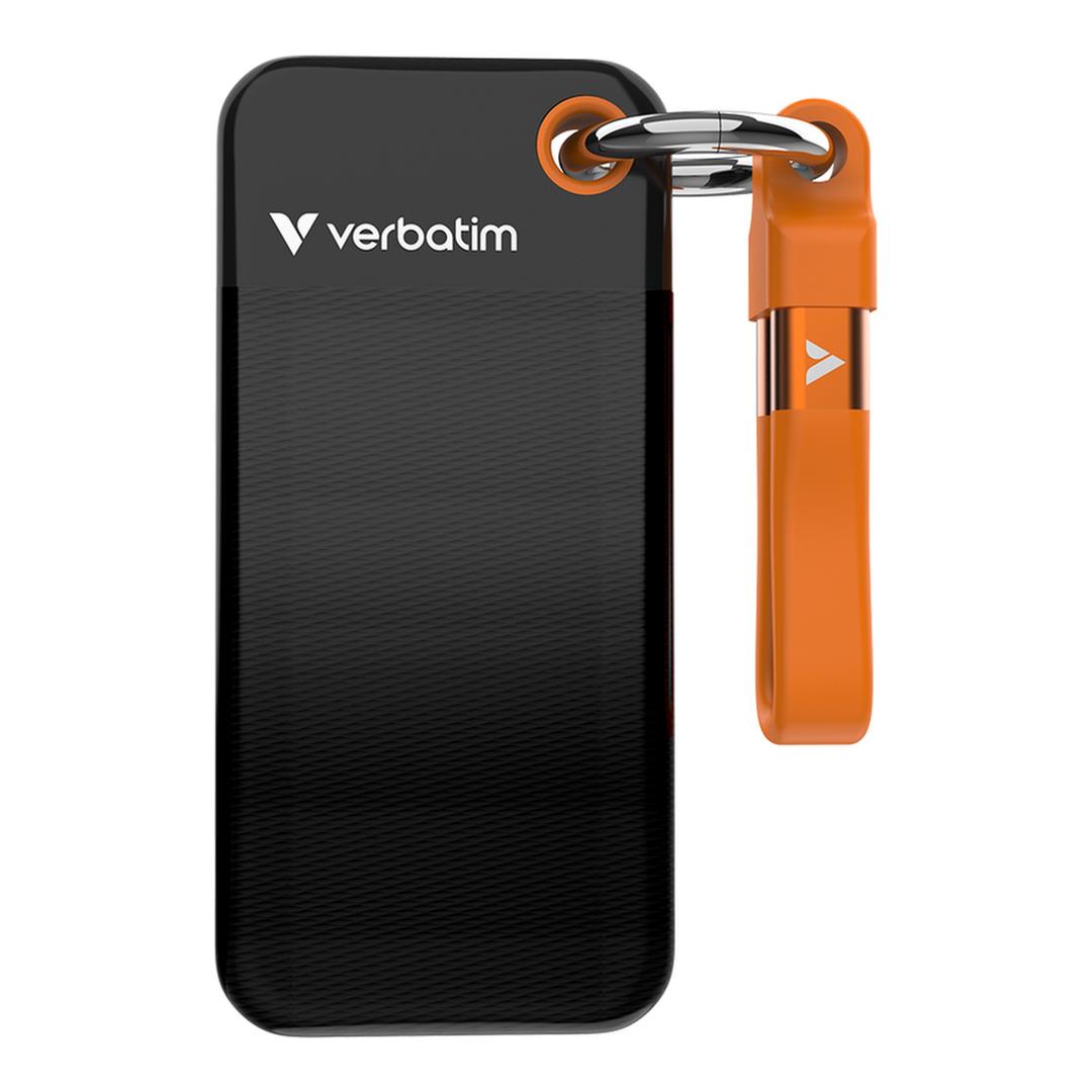 Verbatim Pocket SSD M.2 256GB Portable External SSD Black Orange 32418