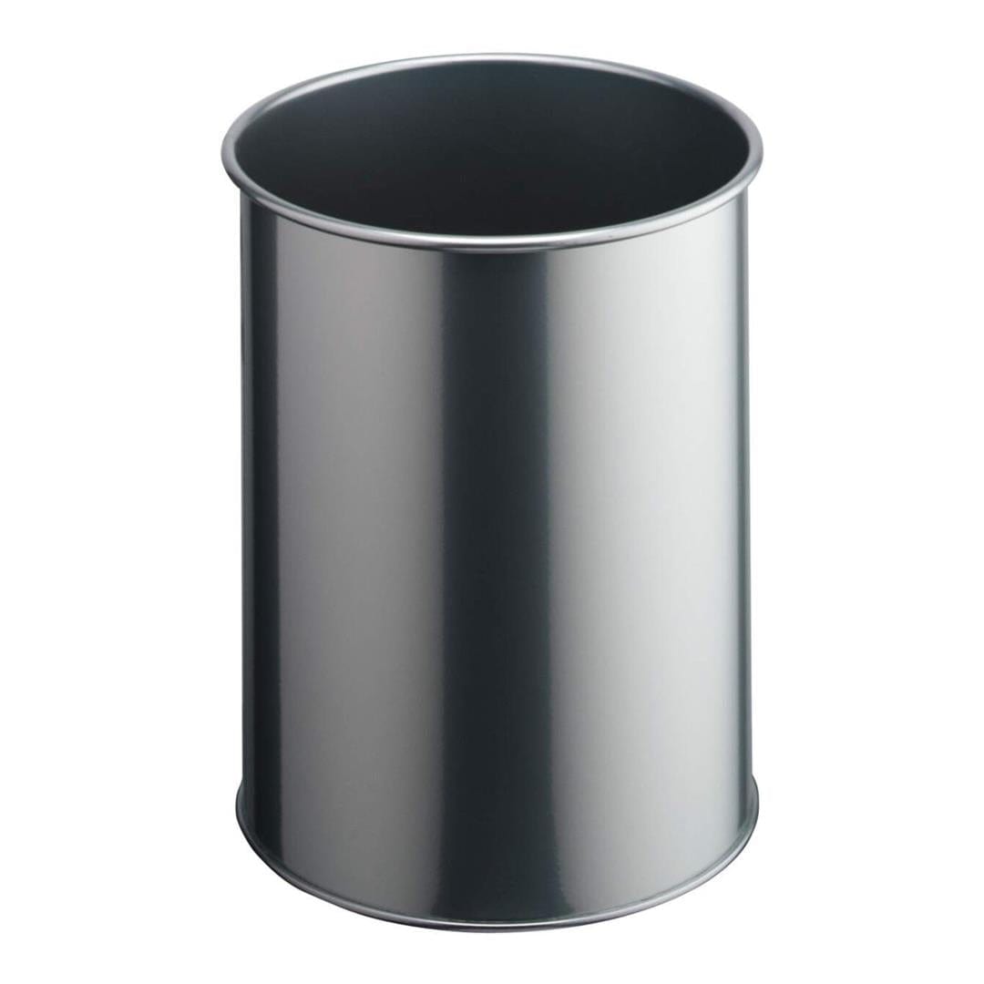 Durable 15L Metal Waste Basket Silver 330123