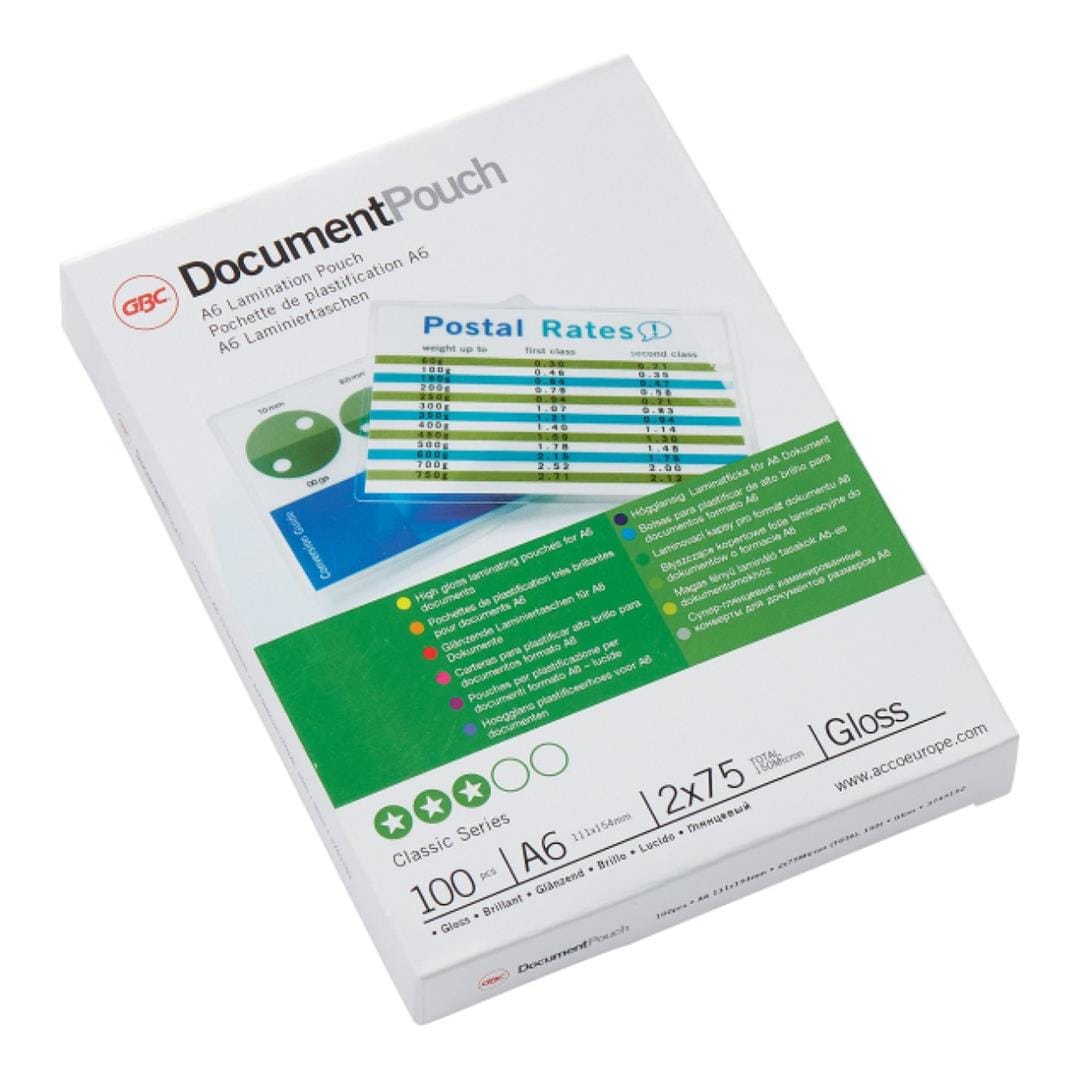 GBC A6 150 Micron Laminating Pouch 100-pack 340205