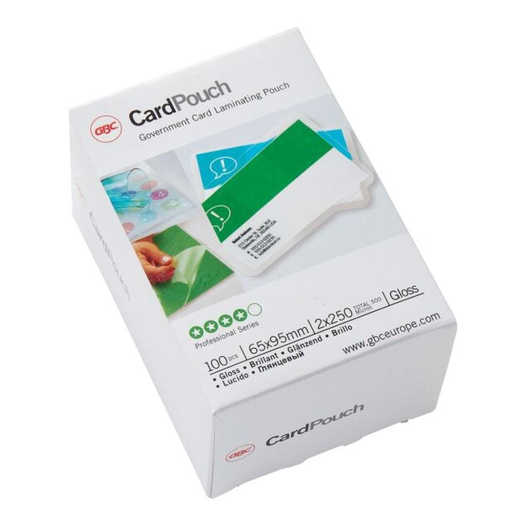 GBC CardPouch 500 Micron 65x95mm Gloss Laminating Pouch 100-pack 340390