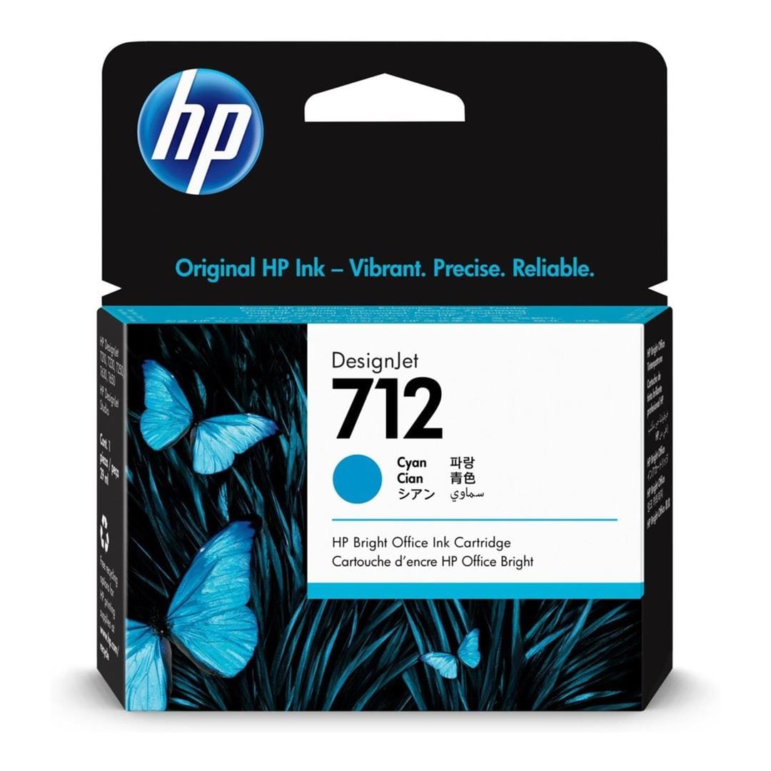 HP 712 DesignJet Cyan Standard Yield Printer Ink Cartridge Original 3ED67A Single-pack