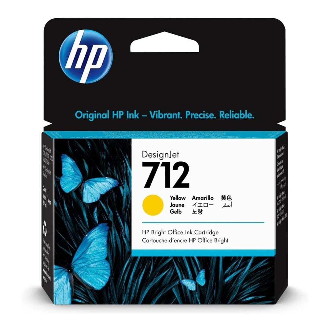 HP 712 DesignJet Yellow Standard Yield Printer Ink Cartridge Original 3ED69A Single-pack