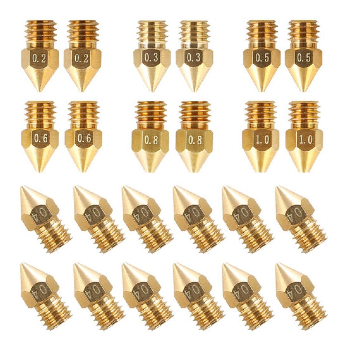 Creality 3D MK8 Brass Nozzles Kit 24-pack 4007010004
