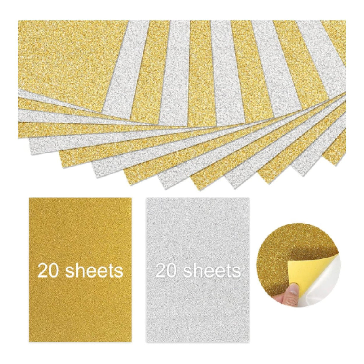Creality Gold and Silver Self-Adhesive Glitter Paper 40-pack 4008060160