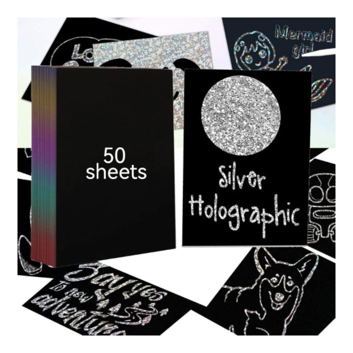 Creality A4 Holographic Silver Laser Scratch Art Paper 50-pack 4008060164