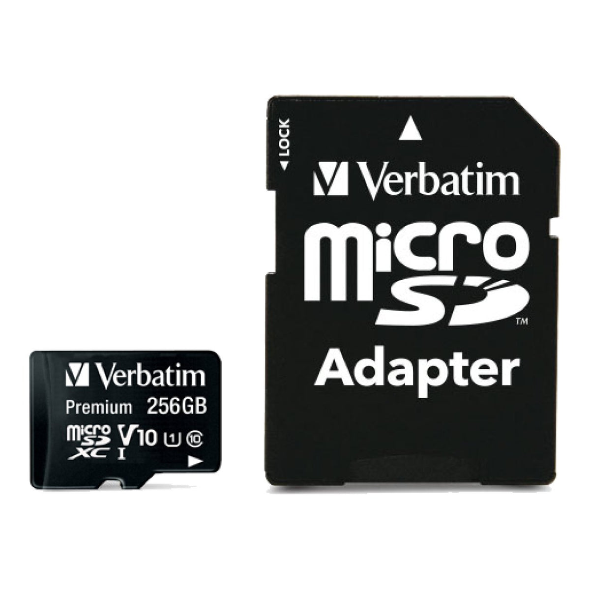 Verbatim Premium U1 256GB microSDXC UHS-I Class 10 Memory Card with Adapter 44087