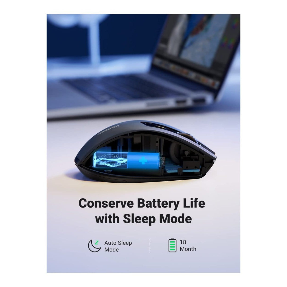 Ugreen M511 Ergonomic Wireless Mouse - Black 45012