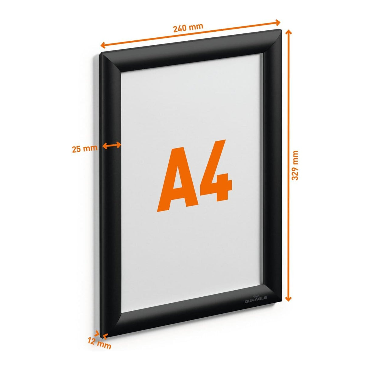 Durable A4 Aluminium Snap Frame Black 479601