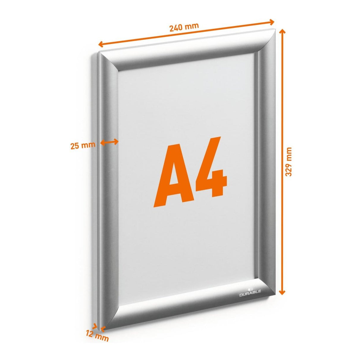 Durable A4 Aluminium Snap Frame Silver 479623