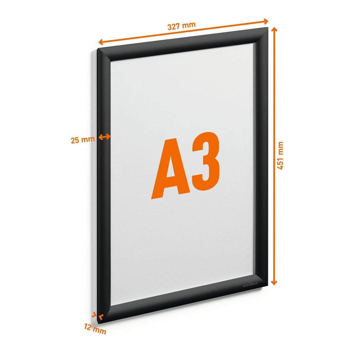Durable A3 Snap Frame Aluminium Black 479701