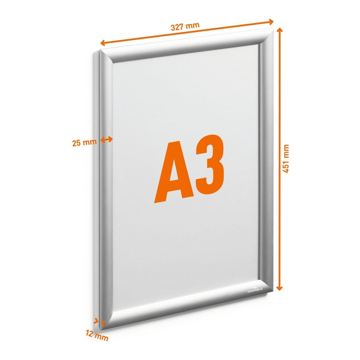 Durable A3 Aluminium Snap Frame Silver 479723