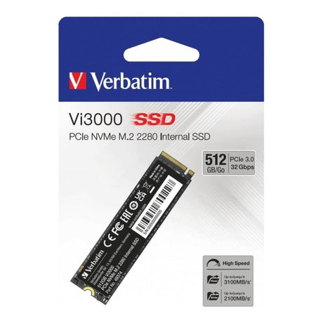 Verbatim Vi3000 512GB M.2 2280 PCIe Gen 3x4 NVMe Internal SSD 49374