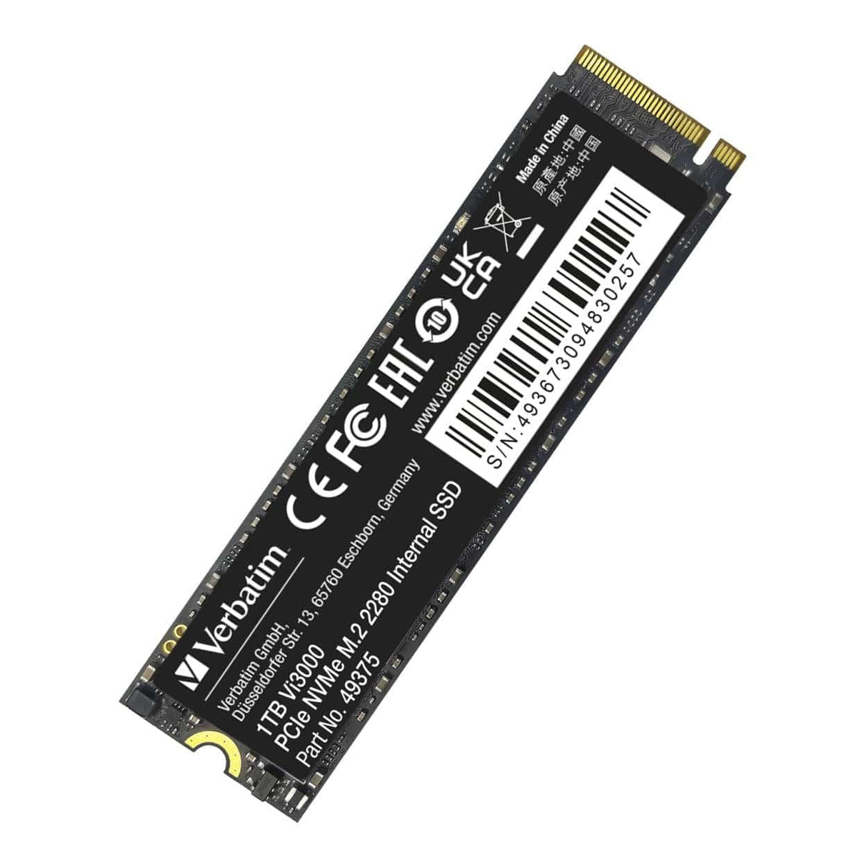 Verbatim Vi3000 1TB M.2 2280 PCIe Gen 3x4 NVMe Internal SSD 49375