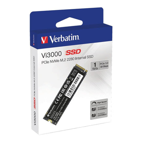 Verbatim Vi3000 1TB M.2 2280 PCIe Gen 3x4 NVMe Internal SSD 49375