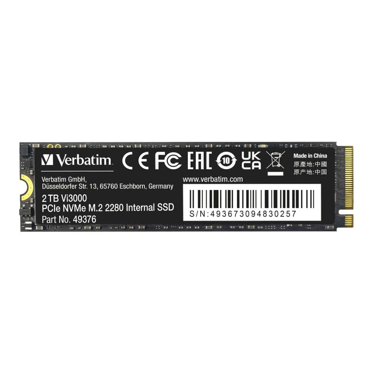 Verbatim Vi3000 2TB M.2 2280 PCIe Gen 3x4 NVMe Internal SSD 49376