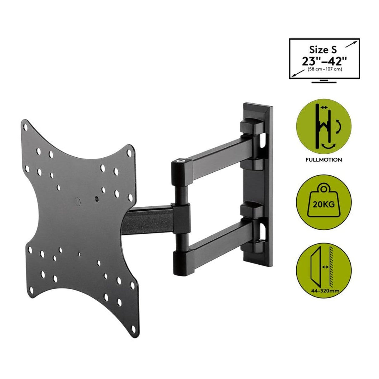Goobay 23-inch to 42-inch Dual Arm with Swivel and Tilt TV Wall Mount 49715
