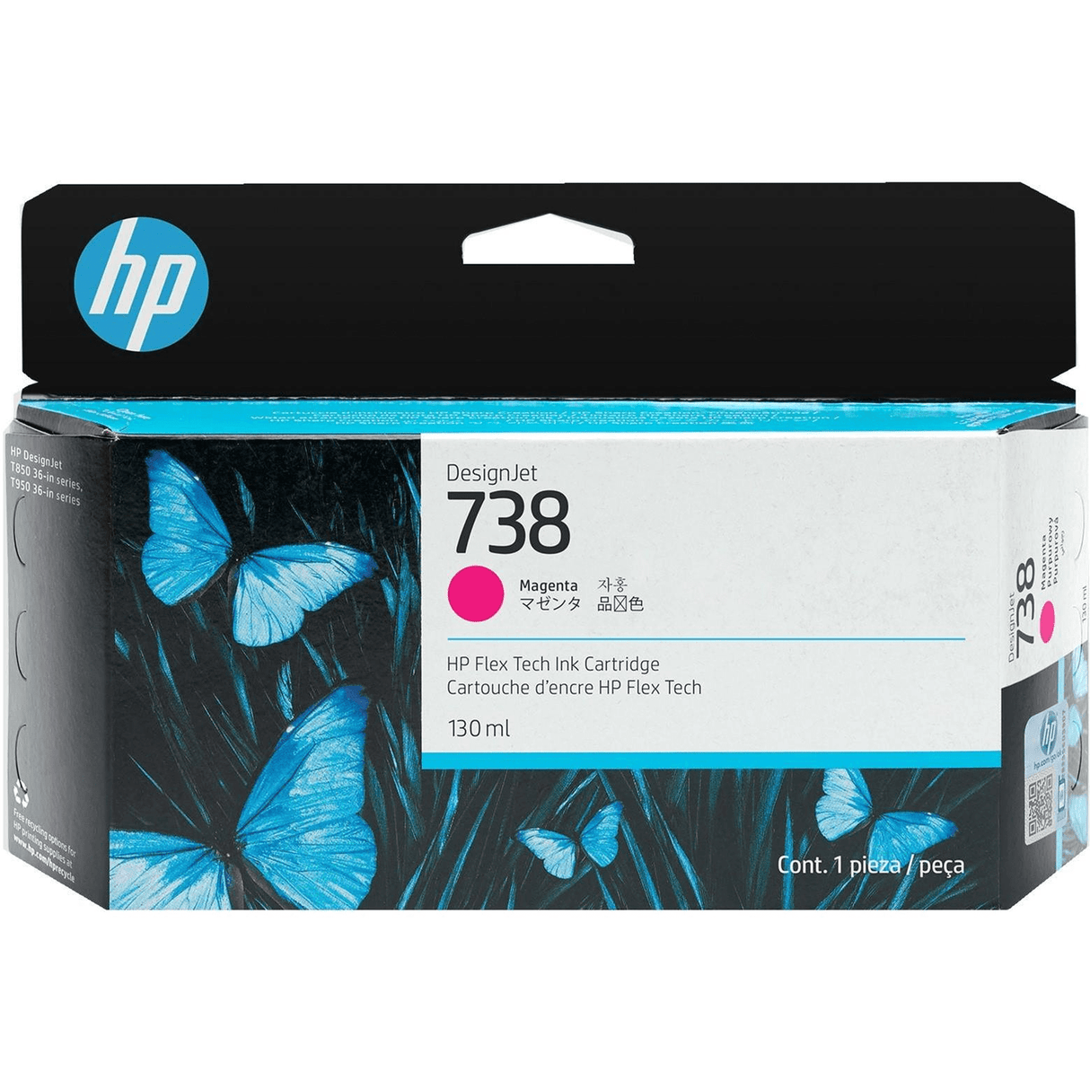 HP 738 Magenta Printer Ink Cartridge Original 498N6A Single-pack 498N6A