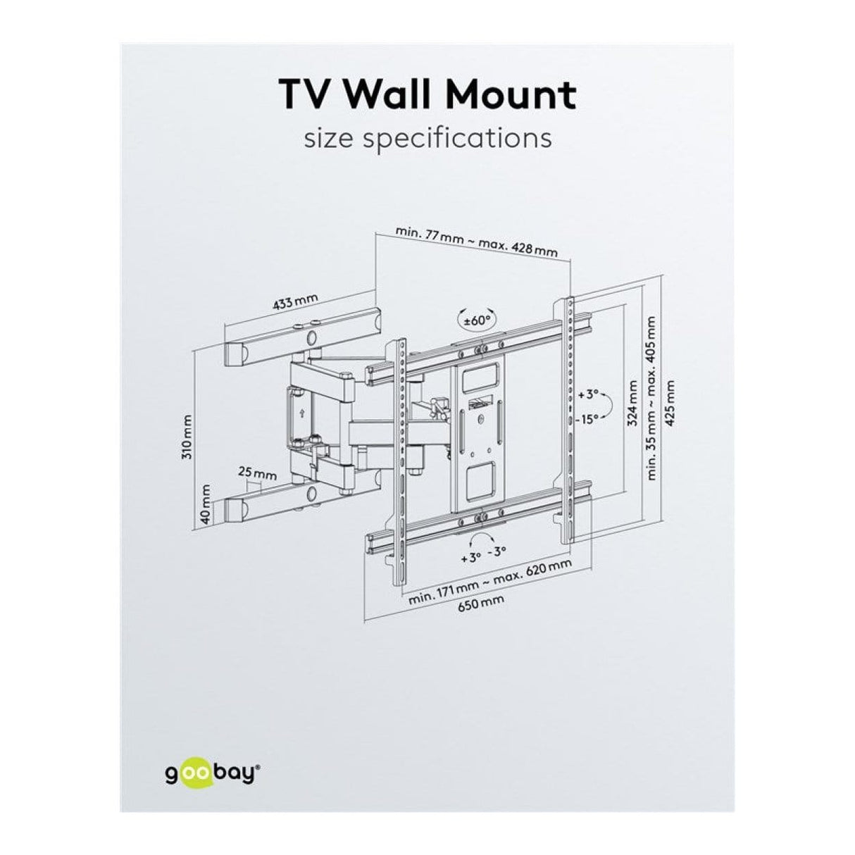 Goobay 37-inch to 70-inch Pro Full Motion TV Wall Mount 49932