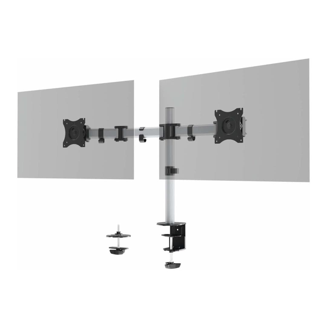 Durable SELECT 27-inch Dual Monitor Arm Mount Desk Clamp Gloss Silver 509523