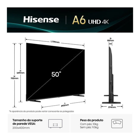 Hisense 50A6Q 50-inch 4K UHD Smart TV