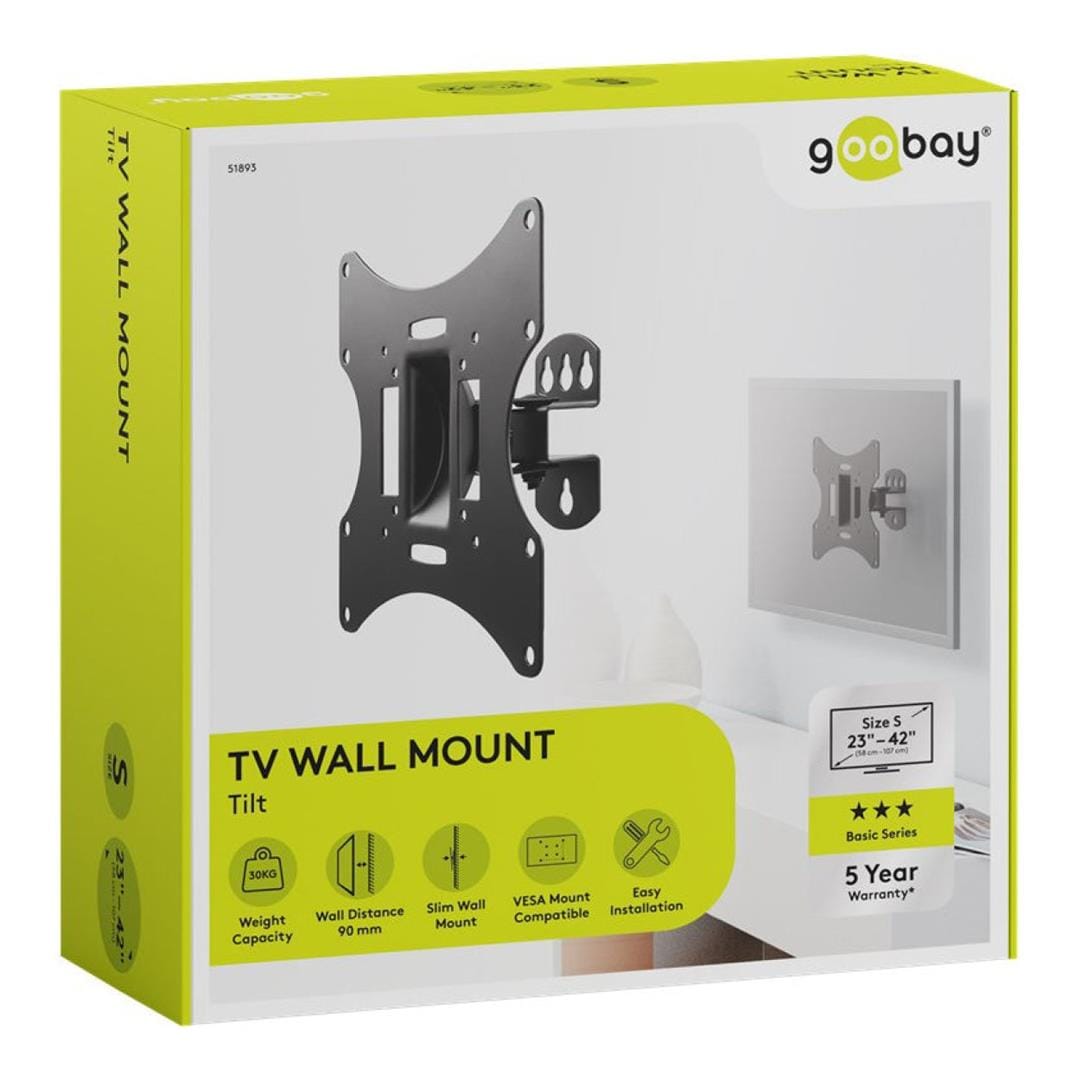 Goobay 23-inch to 42-inch Basic Fixed Tilt and Swivel TV Wall Mount 51893