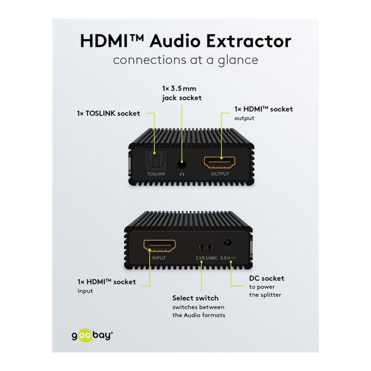 Goobay 4K 30Hz 1 to 2 HDMI Splitter 58480