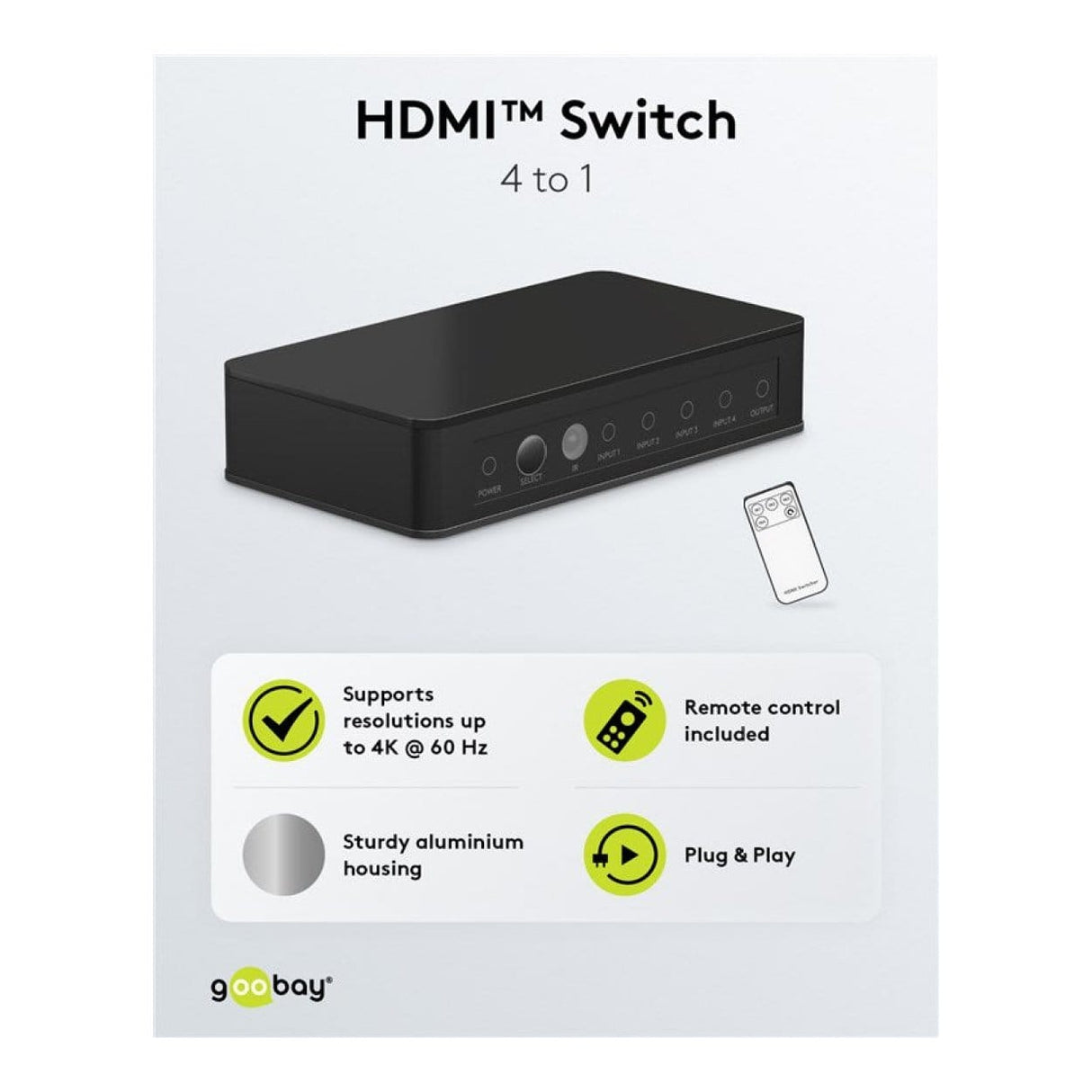 Goobay 4K 60Hz 4-to-1 HDMI Switch 58489