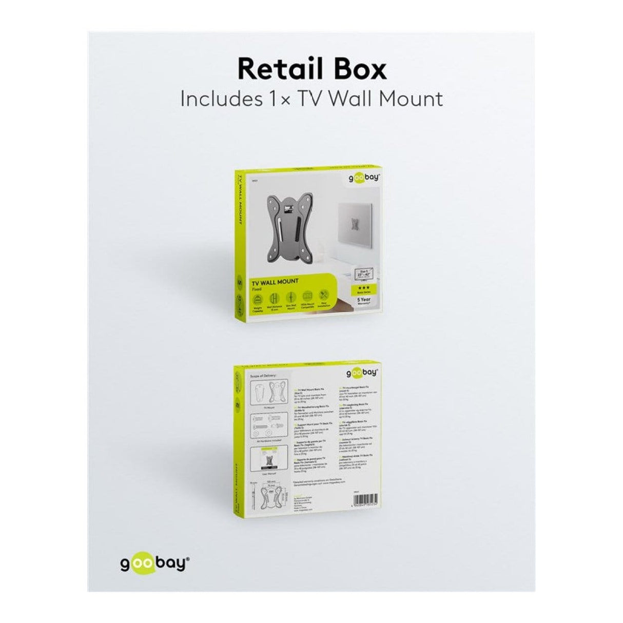 Goobay 23-inch to 42-inch Basic Fixed TV Wall Mount 58523