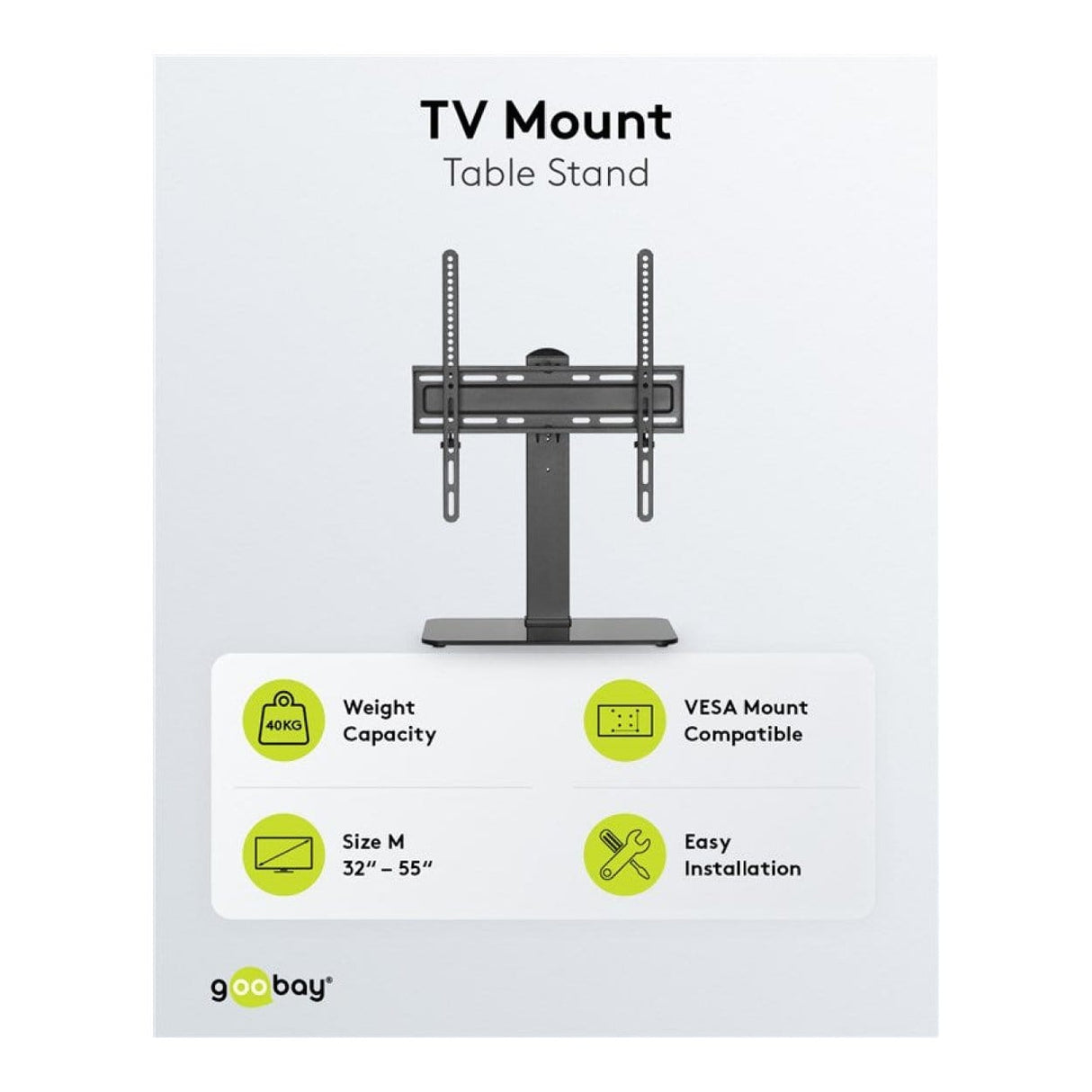 Goobay 32-inch to 55-inch Basic Fixed Tabletop TV and Monitor Stand 58524