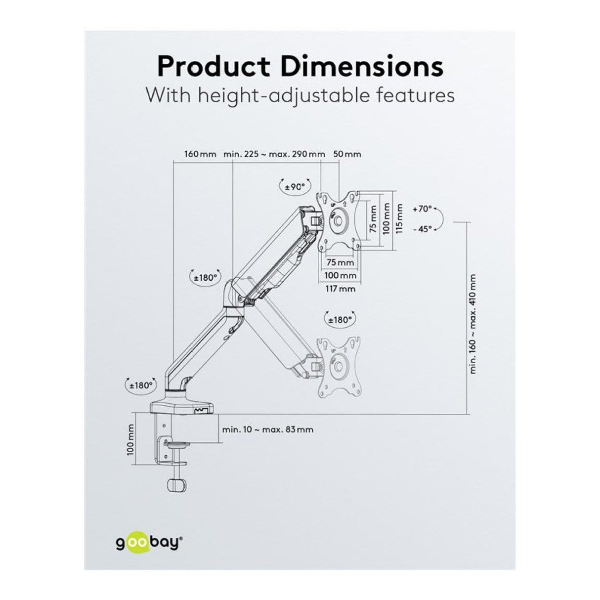 Goobay 17-inch to 32-inch Monitor Mount with Gas Spring 58530