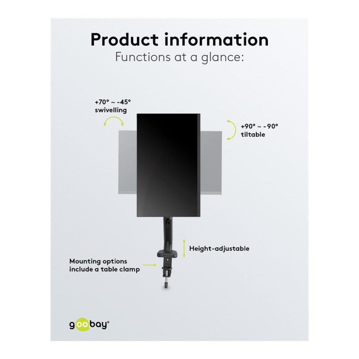 Goobay 17-inch to 32-inch Monitor Mount with Gas Spring 58530