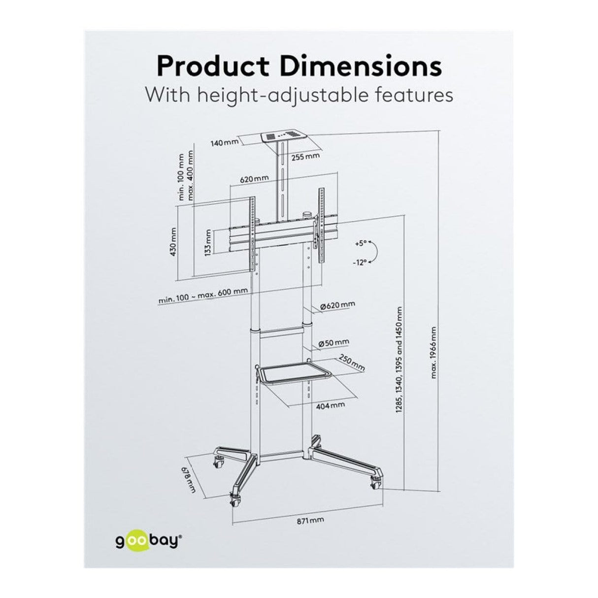 Goobay 37-inch to 70-inch Presentation Stand Pro for TVs and Monitors 59508