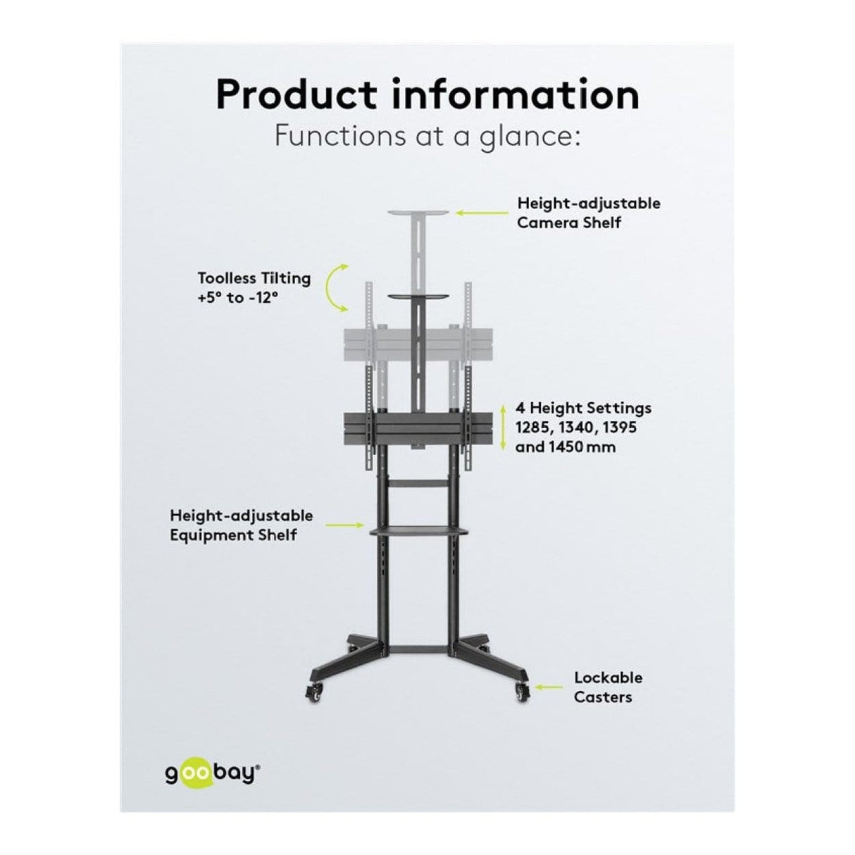 Goobay 37-inch to 70-inch Presentation Stand Pro for TVs and Monitors 59508