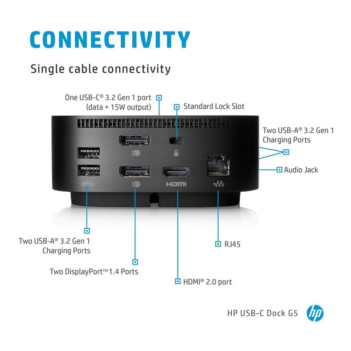 HP Universal Dock G2 Wired USB 3.2 Gen 1 (3.1 Gen 1) Type-C Black 5TW13AA