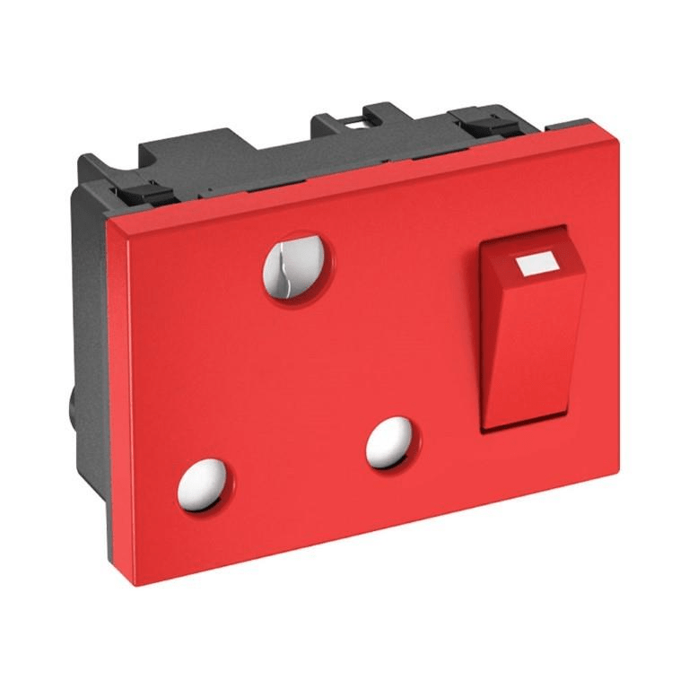 O-Line OBO 16A Dedicated SA Power Socket with Switch Red 6120736