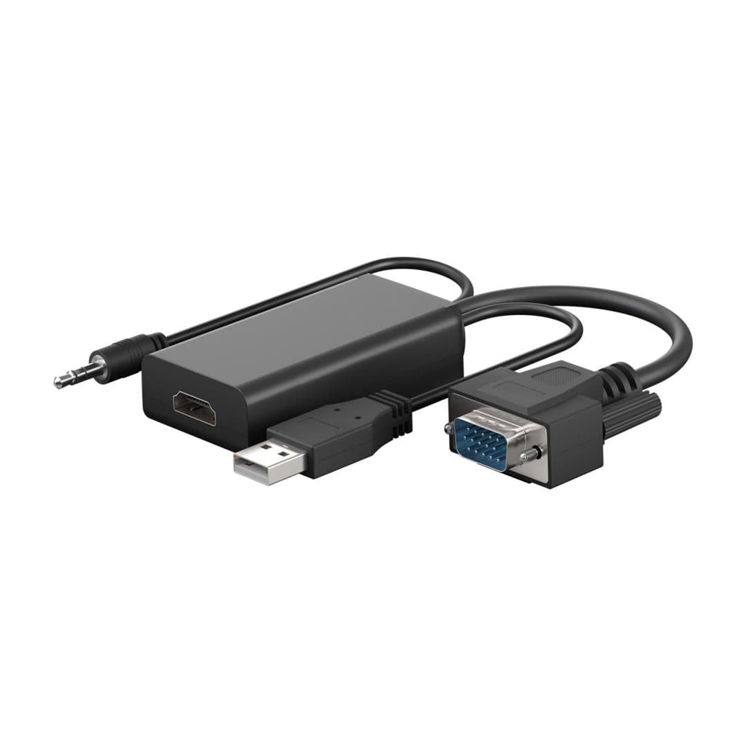 Goobay Adaptateur VGA Vers HDMI 1080p 60Hz - Convertisseur Audio Vidéo Pour PC, Moniteur, Télévision