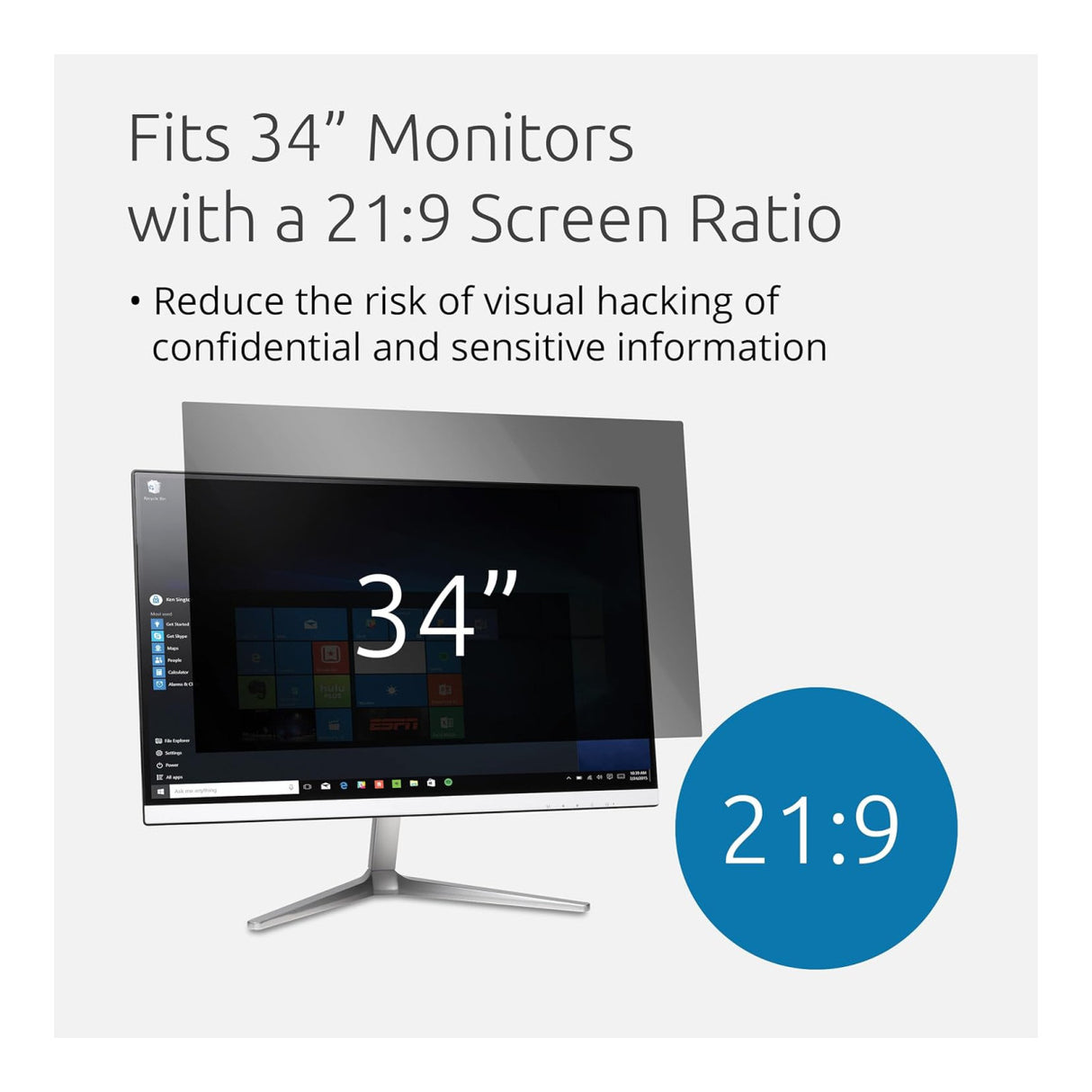 Kensington 34-inch 2-way Removable Monitor Privacy Screen Filter 627436