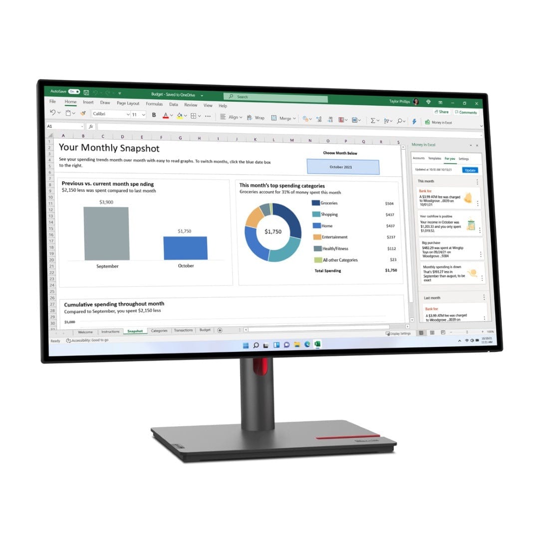 Lenovo ThinkVision P27H-30 27-inch 2560 x 1440p QHD 16:9 60Hz 4ms LED IPS Monitor 63A1GAT1SAR