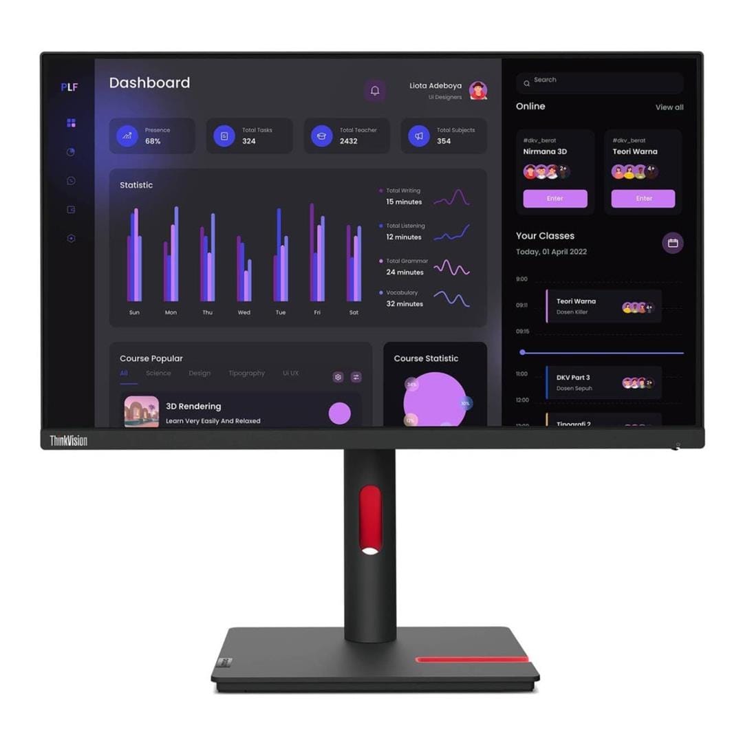 Lenovo ThinkVision T24i-30 23.8-inch 1920 x 1080p FHD 16:9 60Hz 4ms LED IPS Monitor 63CFMATXSA