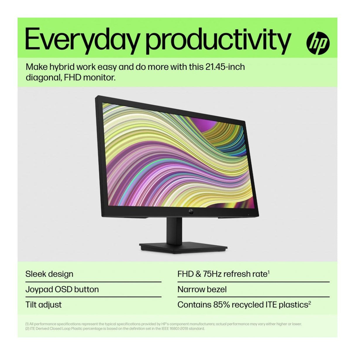 HP P22v G5 21.4-inch 1920 x 1080p FHD 16:9 75Hz 5ms VA LED Monitor 64V81AA