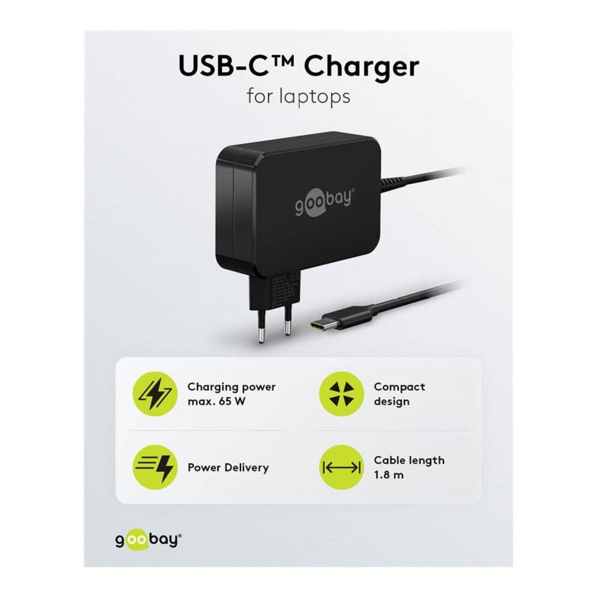 Goobay USB-C 65W Universal Notebook Charger Black 65419