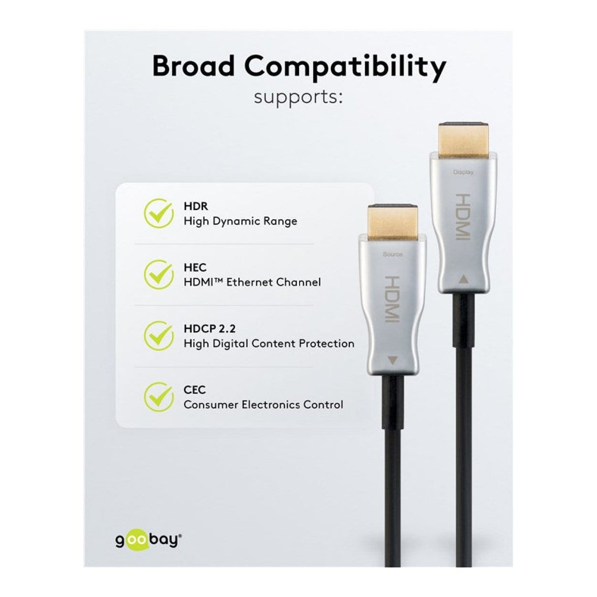 Goobay 40m 4K 60Hz Optical Hybrid HDMI Cable with Ethernet 65569