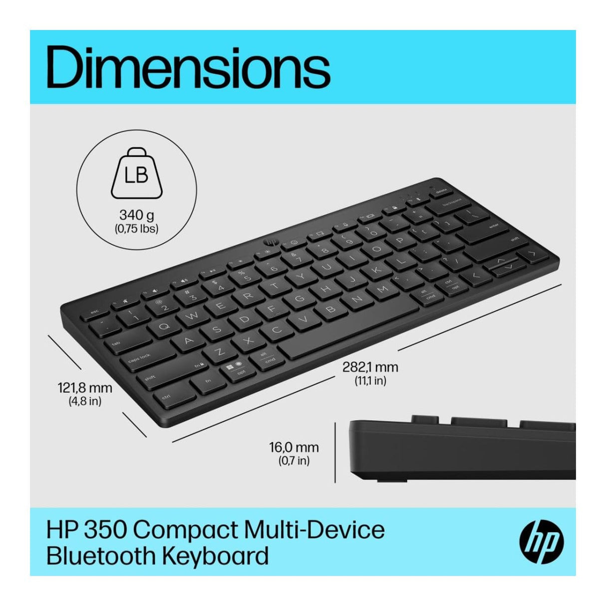 HP 350 Compact Multi-Device Wireless Keyboard 692S8AA