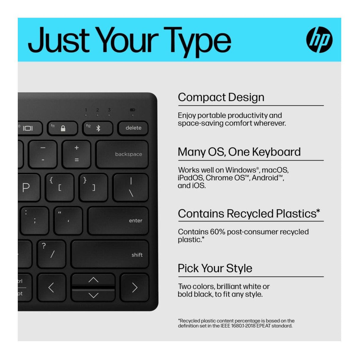 HP 350 Compact Multi-Device Wireless Keyboard 692S8AA