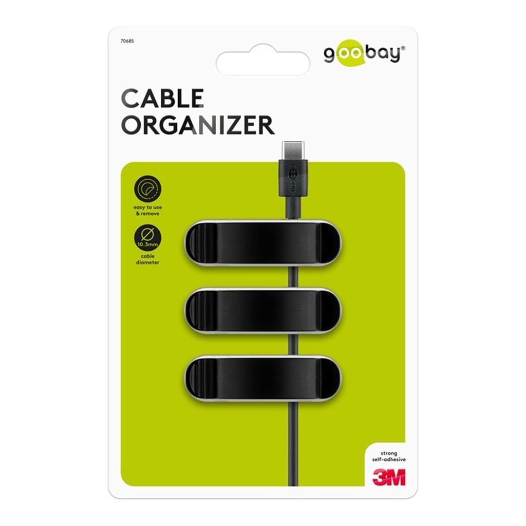 Goobay 70685 3-slot Cable Management Clip Set Black 3-pack